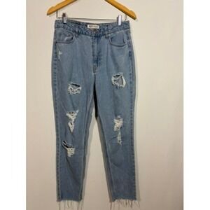 H&M Coachella Official‎ Collection Distressed Jeans Light Wash Women's Size 8
